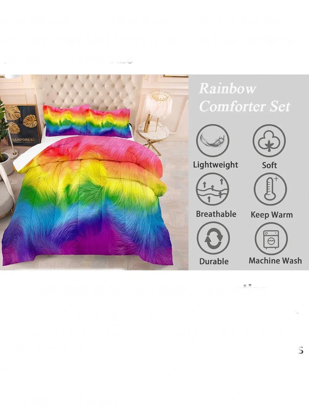 Tailor Shop Cute🥰Cow Rainbow🌈Bedding🛏️Sets Twin Size